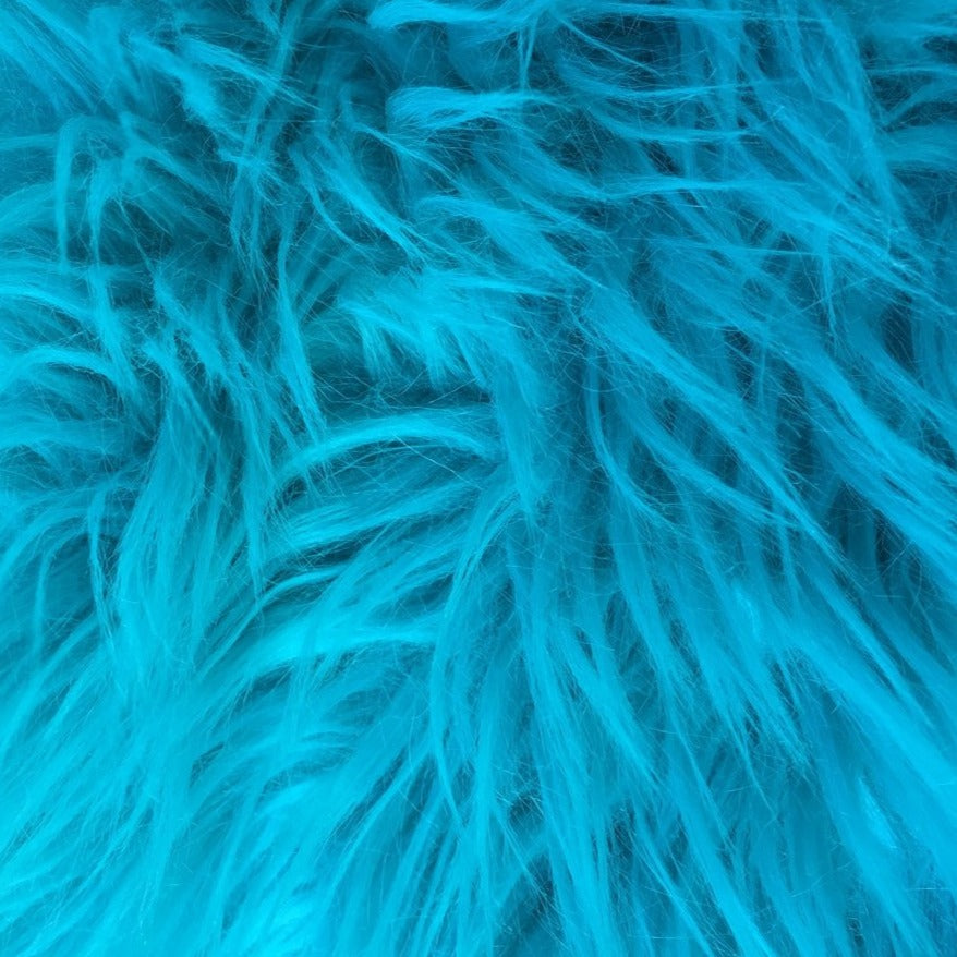 Shaggy Faux Fur Fabric by the Yard Turquoise