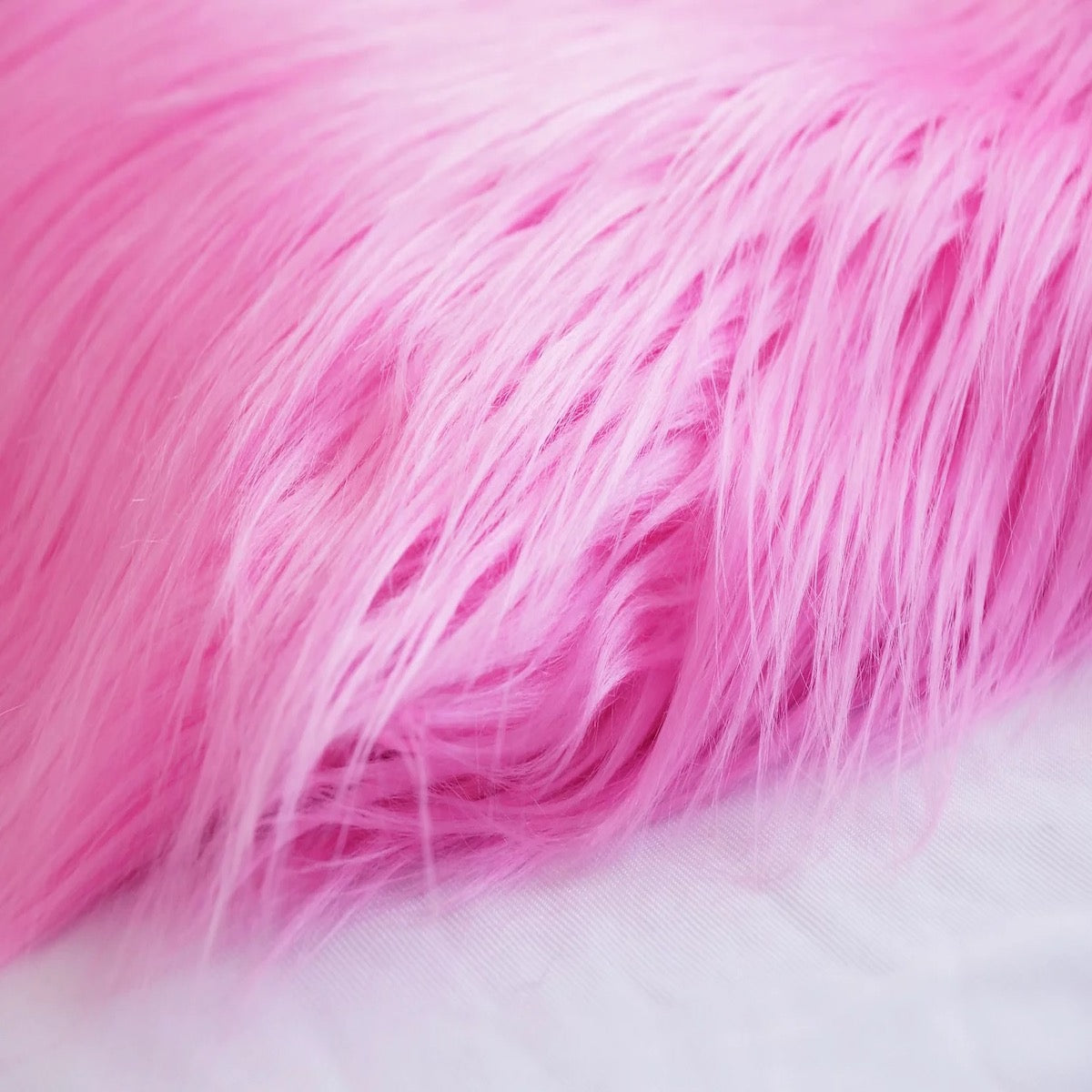 Pink Curly Long Pile For Newborn Cuddly Faux Fur Fabric by the Yard Style  6744