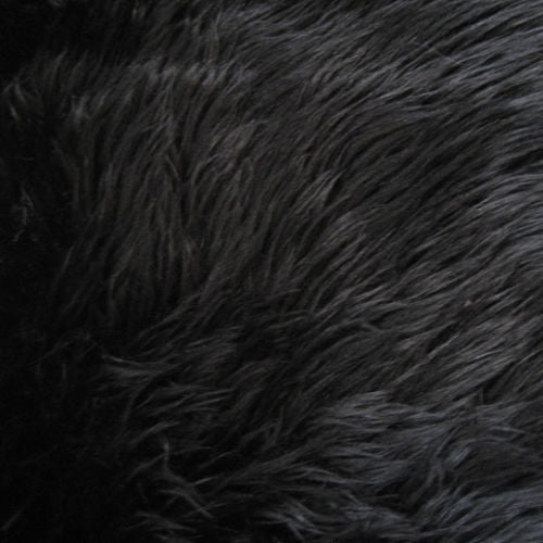 Black Solid Shaggy Long Pile Fabric / Sold By The Yard/EcoShag