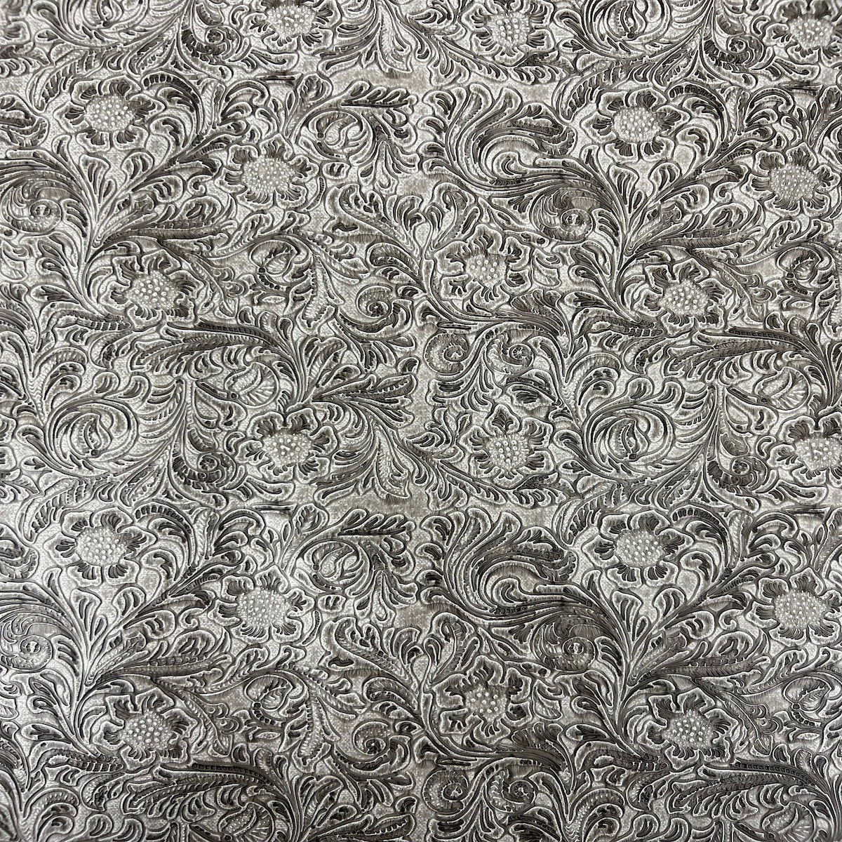 Cement Gray Tooled Western Floral PU Faux Leather Upholstery Crafting Vinyl  Fabric – Fashion Fabrics LLC