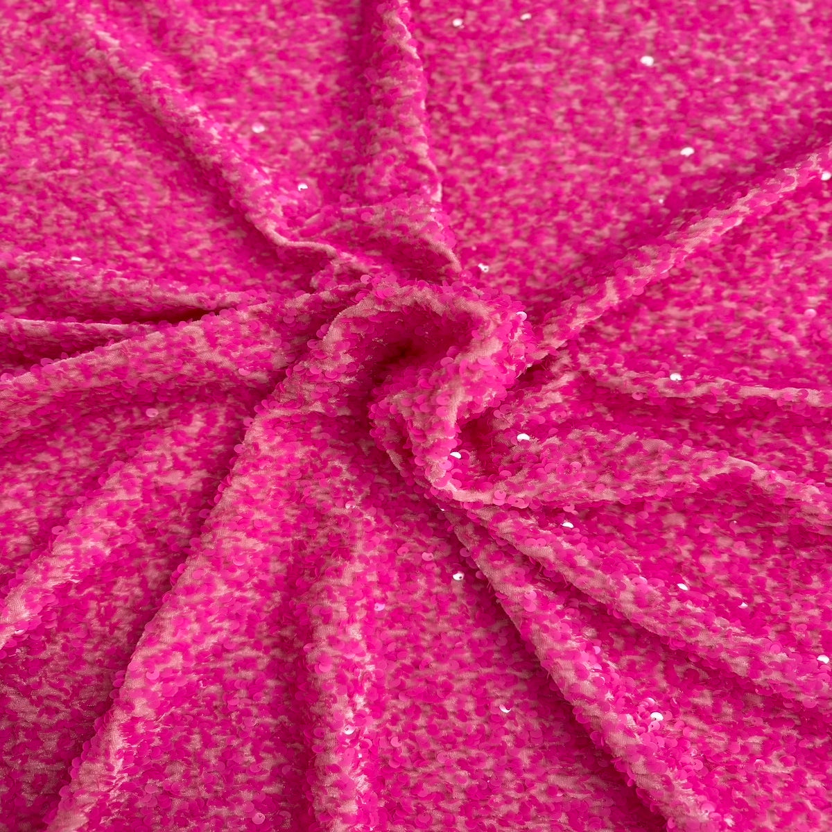 Hot Pink Sequins Embroidered Stretch Velvet Rodeo Couture Prom