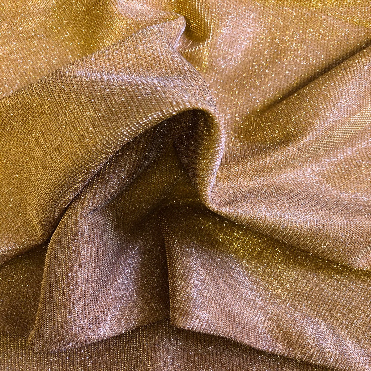 Gold Holographic Shimmer Glitter Spandex Fabric