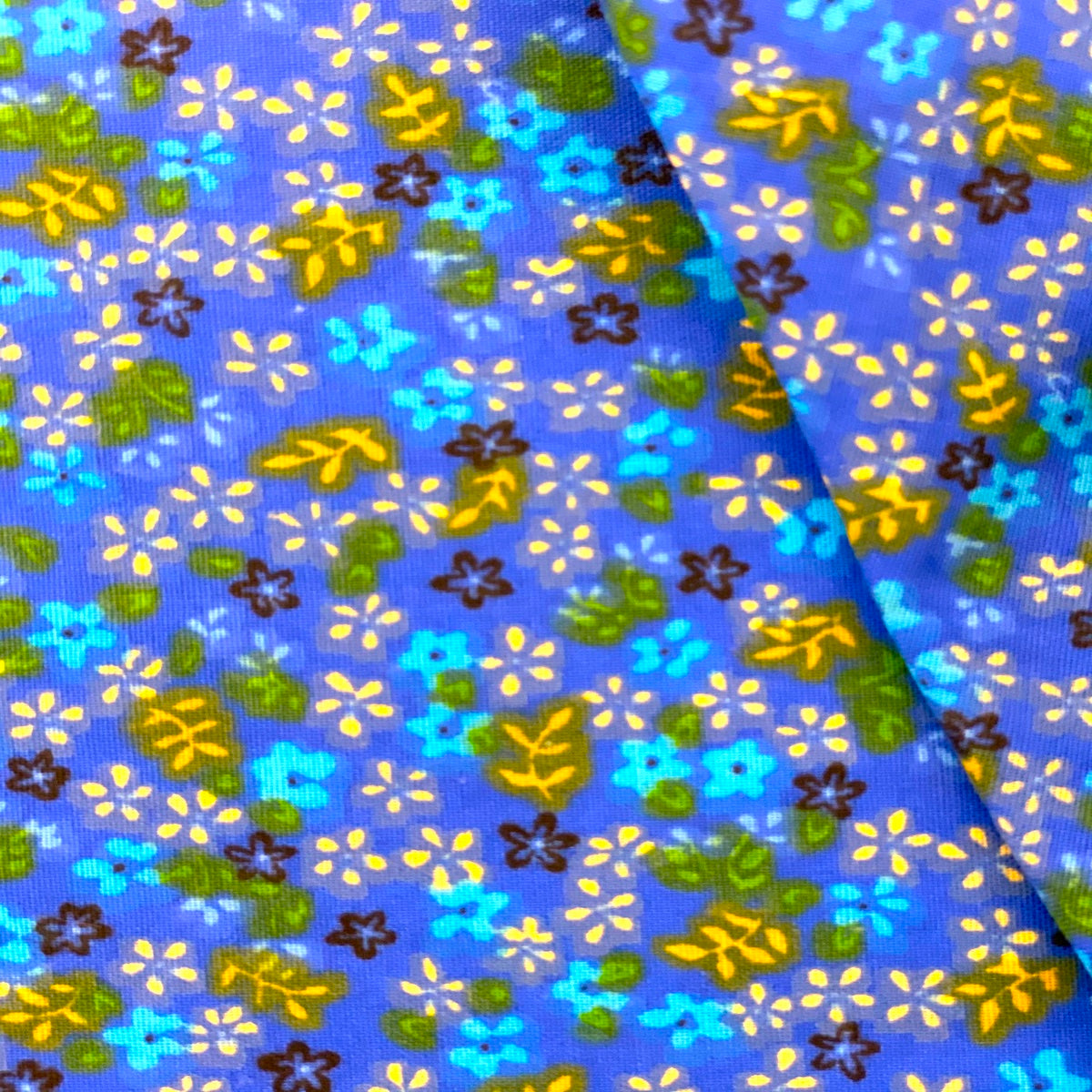 Cotton Flowers Tiny Small Scale Multi-Color Floral on Blue Calico