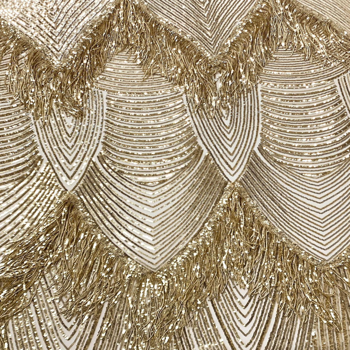 Gold Flamingo Fringe Sequins Embroidered Prom Wedding Couture Fabric - Sold By The 2024 Yard