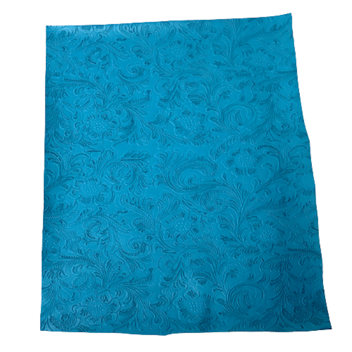 Turquoise Blue Western Floral PU Faux Leather Upholstery Crafting