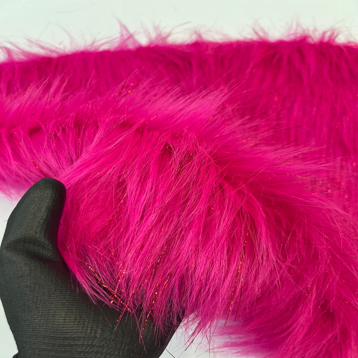 Faux Fur Fabric Long Pile Sparkling Tinsel Pink / 58 Wide/Sold by The Yard