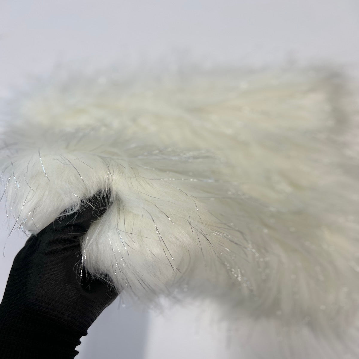 TINSEL - Faux Fur Fabric Long Pile Sparkling Tinsel - PURPLE