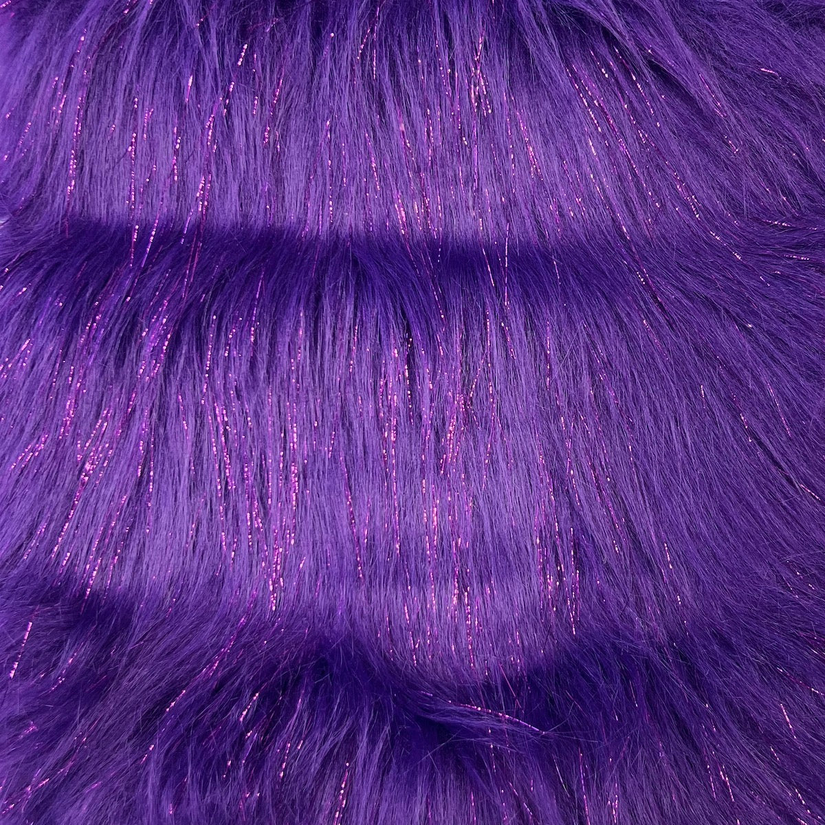 TINSEL - Faux Fur Fabric Long Pile Sparkling Tinsel - PURPLE