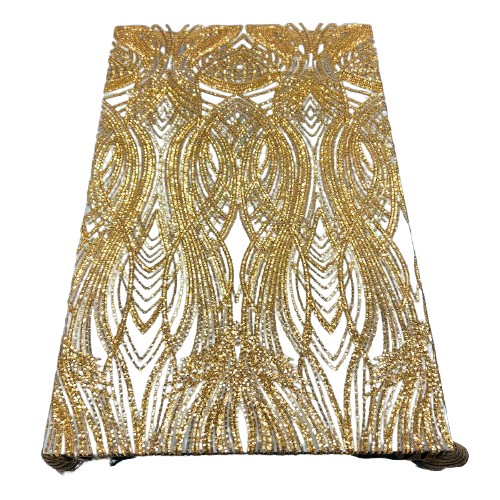 Gold Selena Geometric Wave Stretch Sequins Prom Couture Fabric – Fashion  Fabrics LLC