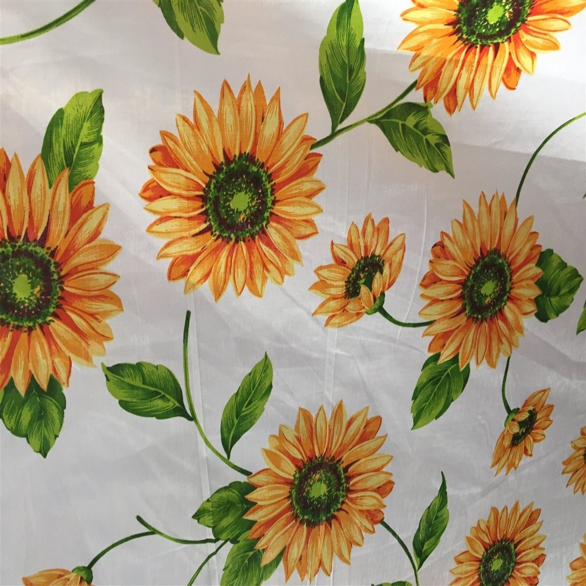 White Sunflower Poly Cotton Fabric