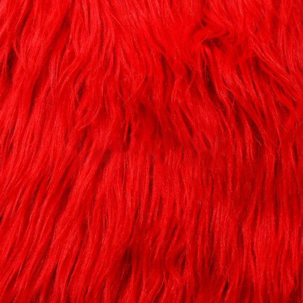 Faux Fur Fabric, Red- Width 75cm