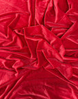 Red Misty Glitter Stretch Velvet Apparel Fabric