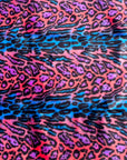 Royal Blue | Pink Multicolor Rainbow Leopard Print Faux Fur Fabric