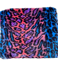 Royal Blue | Pink Multicolor Rainbow Leopard Print Faux Fur Fabric