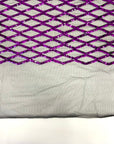 Purple Diamond Pattern Sequins Stretch Mesh Fabric