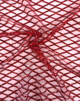 Red Diamond Pattern Sequins Stretch Mesh Fabric