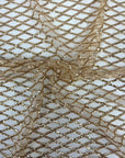 Light Champagne Gold Diamond Pattern Sequins Stretch Mesh Fabric