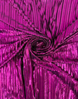 Fuchsia Metallic Pleated Foil Polyester Spandex Fabric