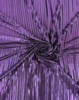 Purple Metallic Pleated Foil Polyester Spandex Fabric