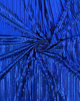 Royal Blue Metallic Pleated Foil Polyester Spandex Fabric