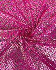 Hot Pink | Silver Sahara Leopard Foil Print Nylon Spandex Fabric