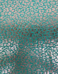 Aqua Blue | Silver Sahara Leopard Foil Print Nylon Spandex Fabric