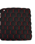 Black | Red Honeycomb Hexagon Quilted Foam Backed Faux Leather Vinyl Fabric