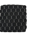 Black | White Honeycomb Hexagon Quilted Foam Backed Faux Leather Vinyl Fabric