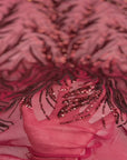 Dark Red Ariba Floral Leaf Stretch Sequins Fabric