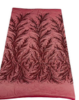 Dark Red Ariba Floral Leaf Stretch Sequins Fabric