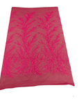 Hot Pink Ariba Floral Leaf Stretch Sequins Fabric