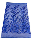 Royal Blue Ariba Floral Leaf Stretch Sequins Fabric