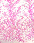 Baby Pink Iridescent Ariba Floral Leaf Stretch Sequins Fabric