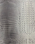 Gray | White Amazon 3D Embossed Gator Faux Leather Vinyl Fabric