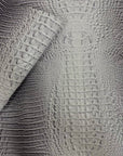 Gray | White Amazon 3D Embossed Gator Faux Leather Vinyl Fabric