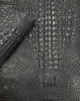 Dark Charcoal Gray Amazon 3D Embossed Gator Faux Leather Vinyl Fabric