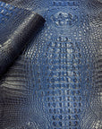 Royal Blue Amazon 3D Embossed Gator Faux Leather Vinyl Fabric