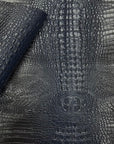 Midnight Blue Amazon 3D Embossed Gator Faux Leather Vinyl Fabric