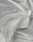 White Crystalized Reflective Liquid Bridal Satin Fabric