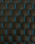 Black | Blue Honeycomb Hexagon Quilted Foam Backed Faux Leather Vinyl Fabric