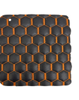 Black | Orange Honeycomb Hexagon Quilted Foam Backed Faux Leather Vinyl Fabric