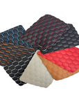 Black | Orange Honeycomb Hexagon Quilted Foam Backed Faux Leather Vinyl Fabric