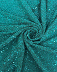 Teal Green Metallic Lurex Embroidered Sequins Fabric