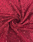 Red Metallic Lurex Embroidered Sequins Fabric