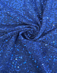 Royal Blue Metallic Lurex Embroidered Sequins Fabric