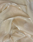 Beige Crystalized Reflective Liquid Silk Chiffon Fabric