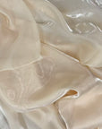 Beige Crystalized Reflective Liquid Silk Chiffon Fabric