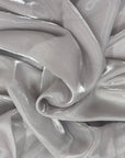 Silver Crystalized Reflective Liquid Silk Chiffon Fabric