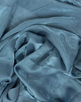 Teal Blue Crystalized Reflective Liquid Silk Chiffon Fabric