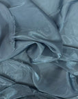 Teal Blue Crystalized Reflective Liquid Silk Chiffon Fabric